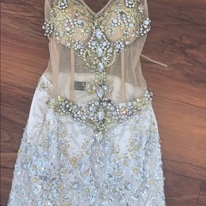 Musani gold white and nude dress